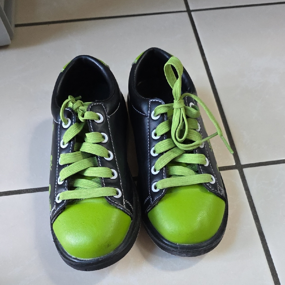 Green and Black Kids Sneakers
